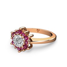 Floral Çiçek Yüzük - Rodolit garnet ve swarovski 14 ayar rose altın yüzük #1p20j2d