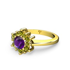 Floral Çiçek Yüzük - Peridot ve ametist 925 ayar altın kaplama gümüş yüzük #1sr976o