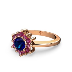 Floral Çiçek Yüzük - Rodolit garnet ve lab safir 14 ayar rose altın yüzük #gnfyaj