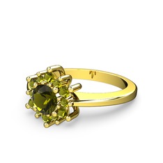 Floral Çiçek Yüzük - Peridot 8 ayar altın yüzük #ifkhhk