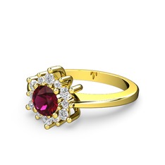 Floral Çiçek Yüzük - Swarovski ve rodolit garnet 14 ayar altın yüzük #nrmmrd