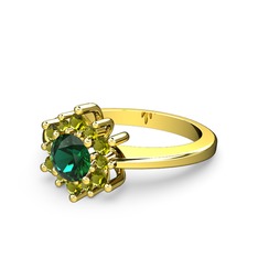 Floral Çiçek Yüzük - Peridot ve yeşil kuvars 8 ayar altın yüzük #nuxyi9