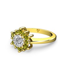 Peridot ve swarovski 8 ayar altın yüzük