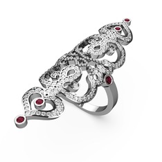 Liya Yüzük - Swarovski ve rodolit garnet 14 ayar beyaz altın yüzük #1p5cot5