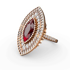 Garnet ve swarovski 8 ayar rose altın yüzük