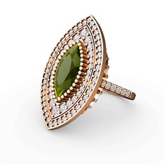 Peridot ve swarovski 8 ayar rose altın yüzük