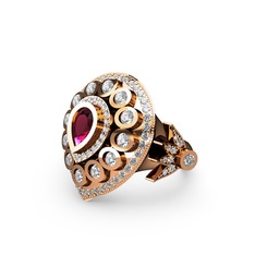 Rodolit garnet ve swarovski 14 ayar rose altın yüzük