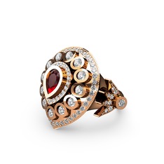 Mihrişah Elmas Yüzük - Garnet ve swarovski 14 ayar rose altın yüzük #13nf99x