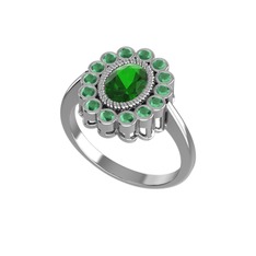 Rayiha Yüzük - Yeşil kuvars ve kök zümrüt 925 ayar gümüş yüzük #11u3uyj