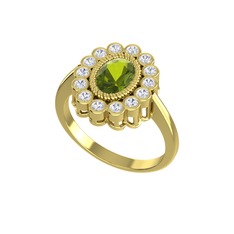 Peridot ve swarovski 925 ayar altın kaplama gümüş yüzük