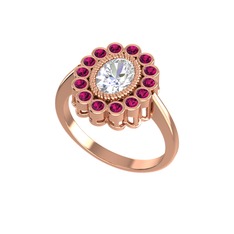 Rayiha Yüzük - Swarovski ve rodolit garnet 18 ayar rose altın yüzük #1bk6tzm