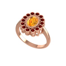 Rayiha Yüzük - Sitrin ve garnet 14 ayar rose altın yüzük #4mt20i