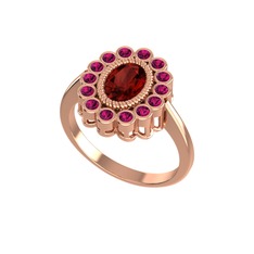 Garnet ve rodolit garnet 14 ayar rose altın yüzük