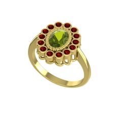 Peridot ve garnet 18 ayar altın yüzük