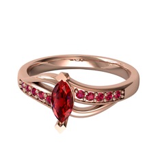 Garnet ve rodolit garnet 14 ayar rose altın yüzük