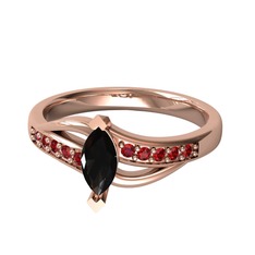 Siyah zirkon ve garnet 18 ayar rose altın yüzük