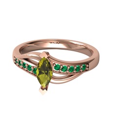 Riha Sonsuzluk Yüzük - Peridot ve yeşil kuvars 18 ayar rose altın yüzük #1fipsuh