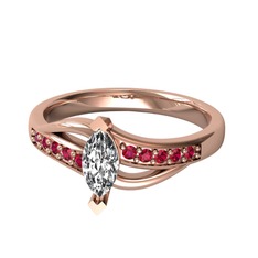 Swarovski ve rodolit garnet 8 ayar rose altın yüzük