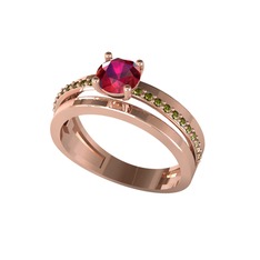 Rodolit garnet ve peridot 14 ayar rose altın yüzük