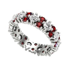 Swarovski ve garnet 8 ayar beyaz altın yüzük