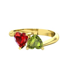 Garnet ve peridot 14 ayar altın yüzük