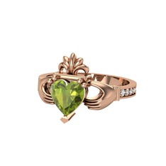 Kalp Claddagh Yüzük - Peridot ve swarovski 18 ayar rose altın yüzük #lovcze