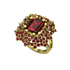 Prenses Kesim Çiçek Yüzük - Garnet 925 ayar altın kaplama gümüş yüzük #1k89eop