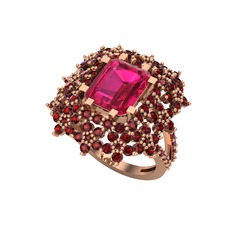 Prenses Kesim Çiçek Yüzük - Rodolit garnet ve garnet 14 ayar rose altın yüzük #qoo4rp