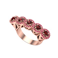 Garnet ve rodolit garnet 18 ayar rose altın yüzük