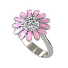 Papatya Yüzük - Swarovski 925 ayar gümüş yüzük (Pembe mineli) #dd8kul