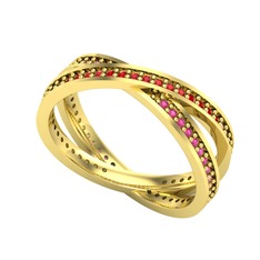 İkili Adora Tamtur Yüzük - Garnet ve rodolit garnet 14 ayar altın yüzük #1otfdxr