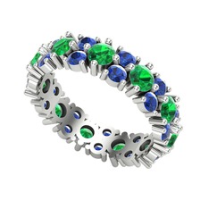 Büyük Elin Tamtur Yüzük - Yeşil kuvars ve lab safir 925 ayar gümüş yüzük #1m6n012