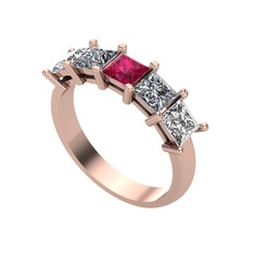 Rodolit garnet, pırlanta ve swarovski 8 ayar rose altın yüzük (0.78 karat)