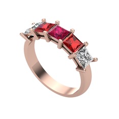 Rodolit garnet, garnet ve swarovski 8 ayar rose altın yüzük