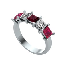 Kök yakut, swarovski ve rodolit garnet 8 ayar beyaz altın yüzük