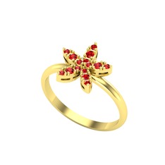 Yasemin Çiçeği Yüzük - Garnet 14 ayar altın yüzük #1ut6e24