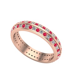 Arne Tamtur Yüzük - Swarovski ve kök yakut 8 ayar rose altın yüzük #6aqvcn