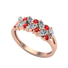 Alida Yüzük - Swarovski ve garnet 8 ayar rose altın yüzük #xo062i