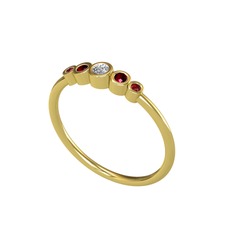 Minimal 5 Taşlı Yüzük - Swarovski, kök yakut ve garnet 8 ayar altın yüzük #1ak8h09