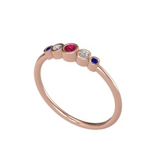 Rodolit garnet, swarovski ve lab safir 925 ayar rose altın kaplama gümüş yüzük