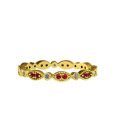 Minimal Tamtur Yüzük - Garnet ve elmas 18 ayar altın yüzük (0.099 karat) #1m8aeyj