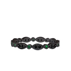Minimal Tamtur Yüzük - Siyah zirkon ve yeşil kuvars 925 ayar siyah rodyum kaplama gümüş yüzük #1n2h3mc
