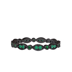 Minimal Tamtur Yüzük - Kök zümrüt ve yeşil kuvars 925 ayar siyah rodyum kaplama gümüş yüzük #fnyiig
