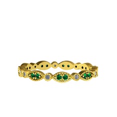Minimal Tamtur Yüzük - Yeşil kuvars ve pırlanta 18 ayar altın yüzük (0.099 karat) #orzqyx