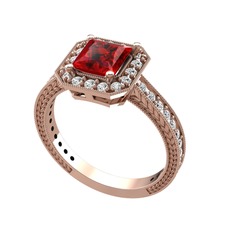 Althea Yüzük - Garnet ve swarovski 18 ayar rose altın yüzük #1hdsvqq