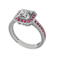 Althea Yüzük - Swarovski ve rodolit garnet 8 ayar beyaz altın yüzük #ju31ju