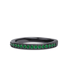 Byra Alyans - Yeşil kuvars 925 ayar siyah rodyum kaplama gümüş yüzük #f9lad