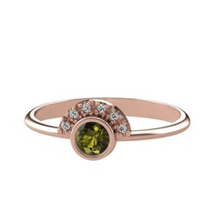 Minimal Güneş Yüzük - Peridot ve swarovski 14 ayar rose altın yüzük #18lk88t