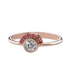 Minimal Güneş Yüzük - Swarovski ve rodolit garnet 925 ayar rose altın kaplama gümüş yüzük #qbfumf