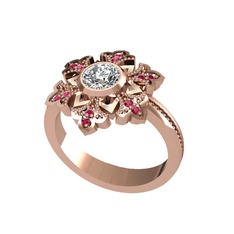 Lumi Kar Tanesi Yüzük - Swarovski ve rodolit garnet 8 ayar rose altın yüzük #6c1ltn